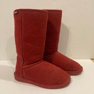 Bear paw Womens Tall Red Suede Fleece Linded Boots Sz 8